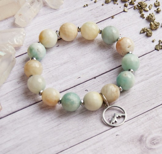 bransoletki z kamieni naturalnych Dla miłośniczki gór : amazonit, stal