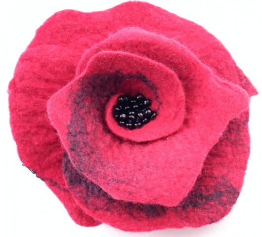 Filcowa Broszka z Jedwabiem : Fuchsia filcant