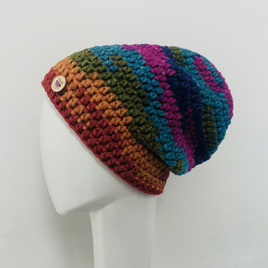 czapki damskie Kolorowa gruba czapka smerf ręcznie robiona