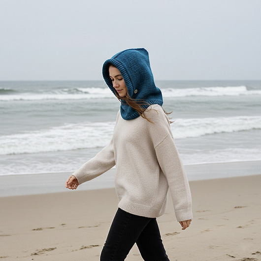 czapki damskie Ręcznie robiona balaclava kapturokomin czapka bawełna i merynos