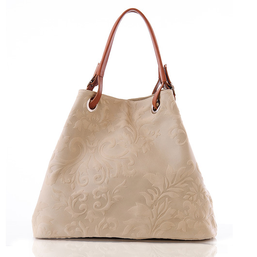 Torebka skórzana VP1032016 LIGHT BEIGE Vera Bags