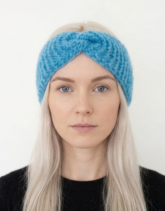 czapki damskie Opaska moherowa niebieska