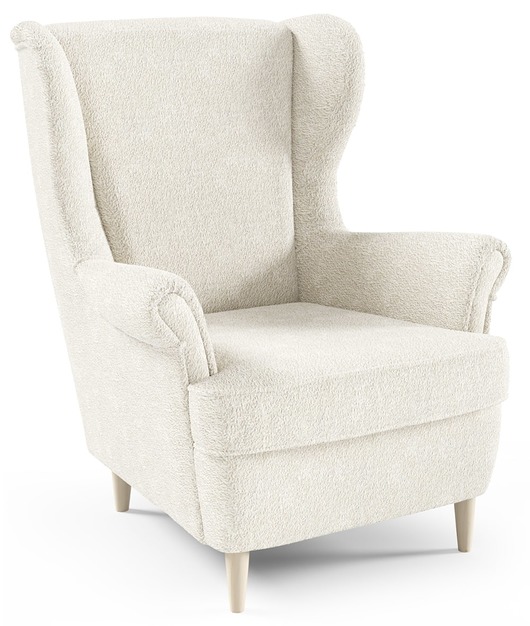 fotele Fotel uszak Hjalmaren tkanina Boucle śmietankowa biel