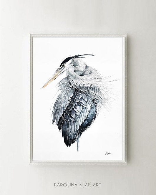 Czapla - plakat, reprodukcja 50x70cm Karolina Kijak