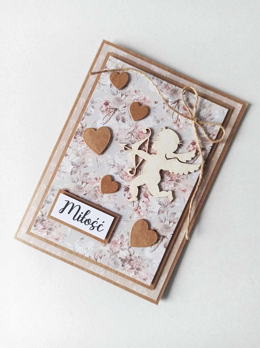 kartki scrapbooking Kartka Okolicznościowa: Walentynka z Amorkiem - Miłość