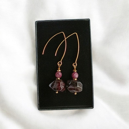 kolczyki z kamieniami Kolczyki RUBIN i GRANAT - bardzo efektowne