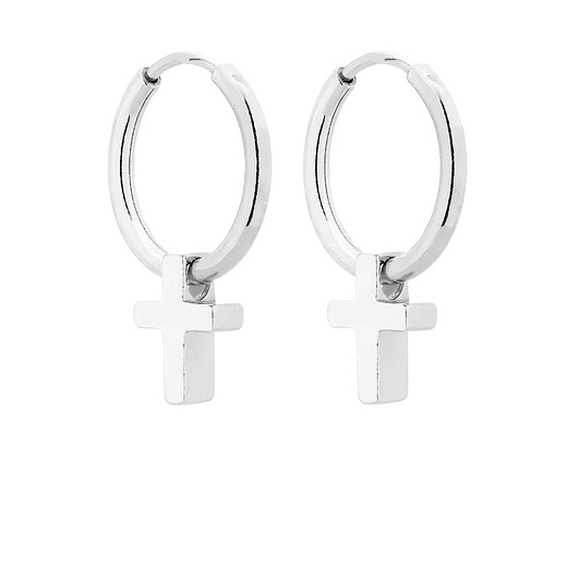 kolczyki srebrne Srebrne kolczyki koła z krzyżykami