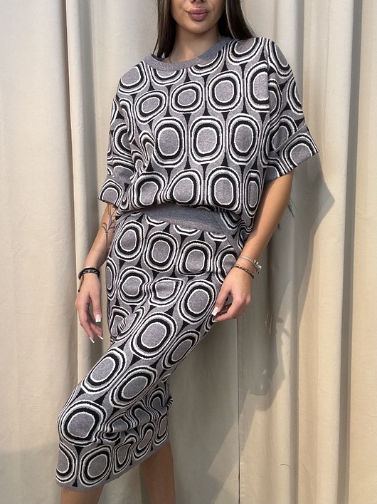 komplety damskie Komplet spódnica i sweter Grigio