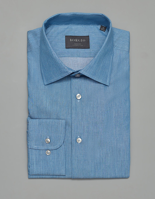 koszule męskie Koszula męska 00289 dł. rękaw niebieski slim fit 164/170 39