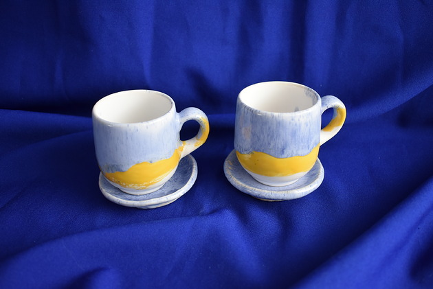 filiżanki Filiżanki ceramiczne błękitne