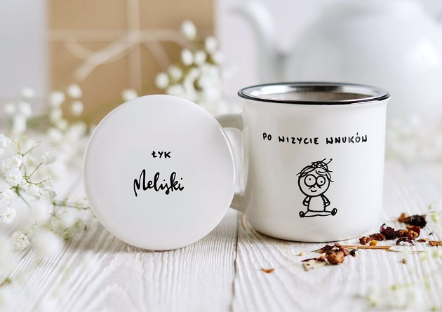 kubki Kubek Zaparzacz Wizyta Wnuków, dla Babci