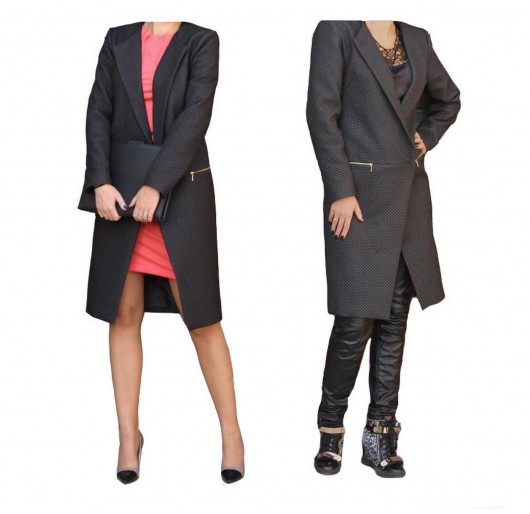 PIKOWANY PŁASZCZ PRZEJŚCIOWY GLAMOUR (34-50) MM FASHION