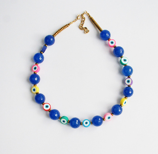 chokery NIEpoważny naszyjnik kobaltowo-kolorowy