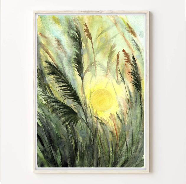obrazy Oryginalna akwarela. Trawy  A4