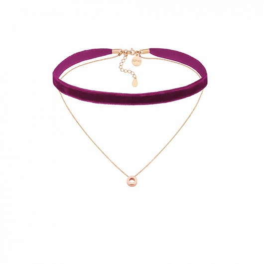 Purpurowy aksamitny choker z karmą SOTHO