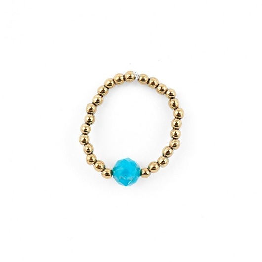 pierścionki elastyczne Pierścionek z kamieniem motywacji (Apatyt 6mm) - Wersja Złota