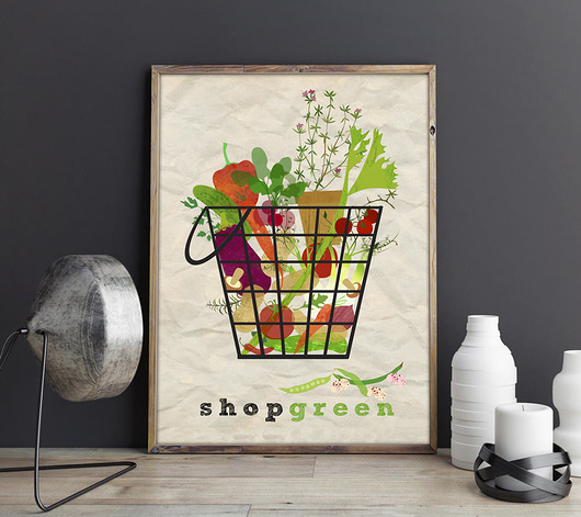 Shop Green - plakat kuchenny art giclee minimalmill