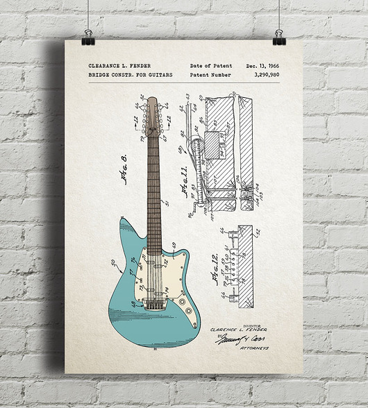 plakaty Plakat Gitara elektrycza Fender - patent