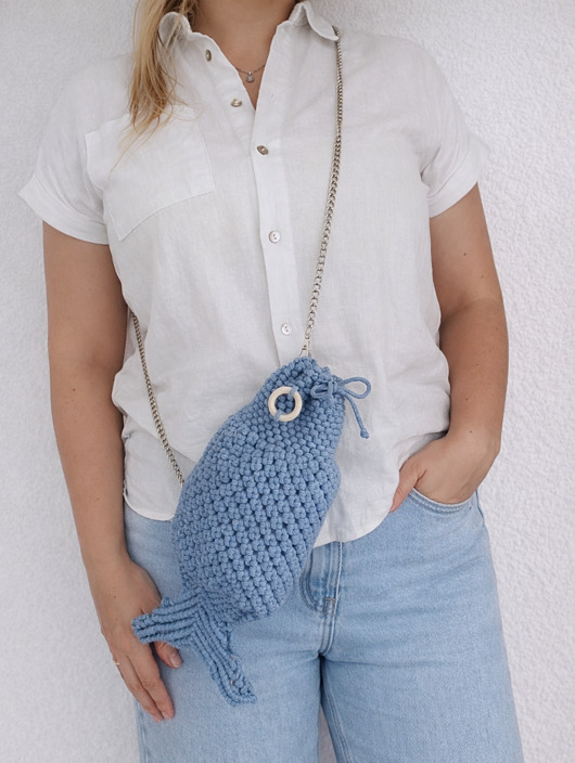 plecaki Makramowa torba ryba handmade