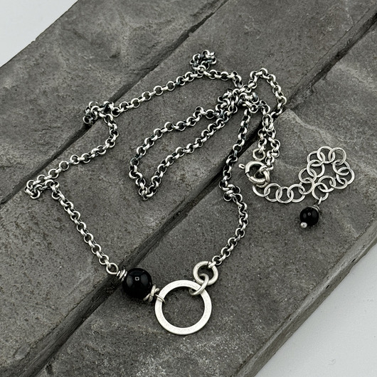 srebrne naszyjniki Czarny turmalin - naszyjnik