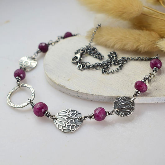 srebrne naszyjniki Rubin asymetryczny - srebrny naszyjnik