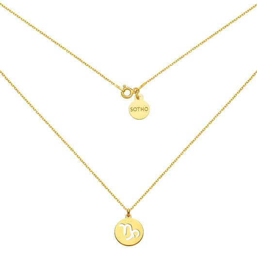 srebrne naszyjniki Złoty naszyjnik z zodiakiem Koziorożca