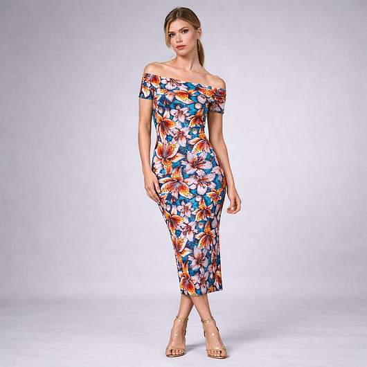 sukienki maxi damskie Sukienka z odsłoniętymi ramionami - Julia Queen Bee