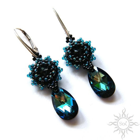 kolczyki swarovski Bermuda Blue III, kolczyki z kryształami Swarovskiego