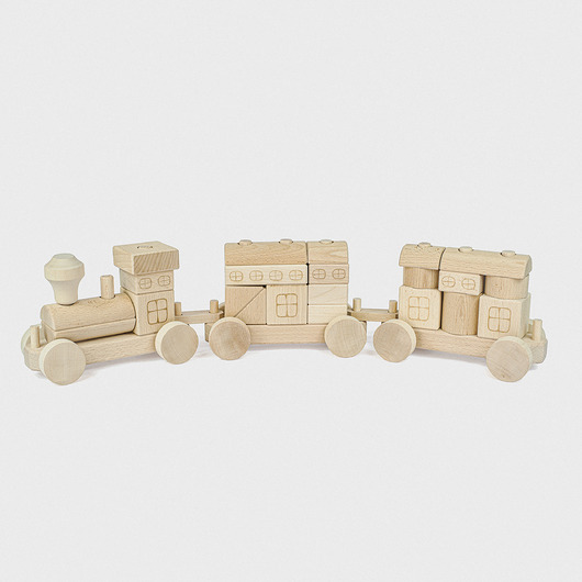 klocki i zabawki drewniane Pociąg naturalny DUŻY + personalizacja