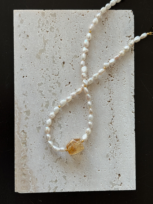 złote naszyjniki Naszyjnik z pereł naturalnych Cytryn