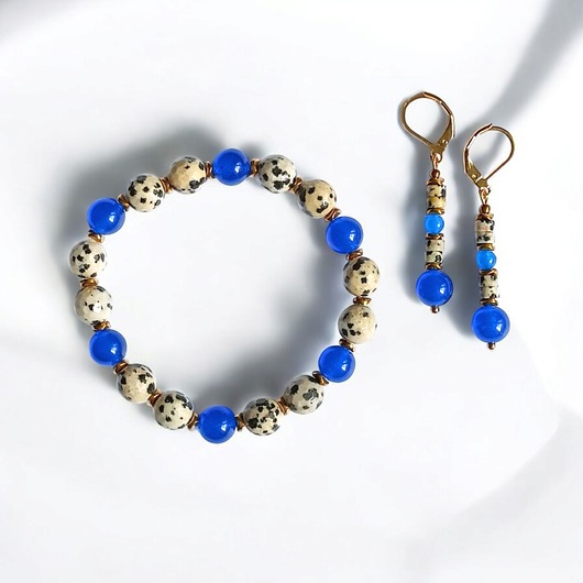 komplet biżuterii RAZEM TANIEJ! jasper collection : bransoletka i kolczyki : jaspis & jadeit