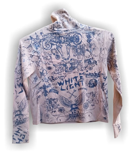 bluzki z długim rękawem damskie Unikatowy golf z autorskim drukiem  rozmiar S  nude