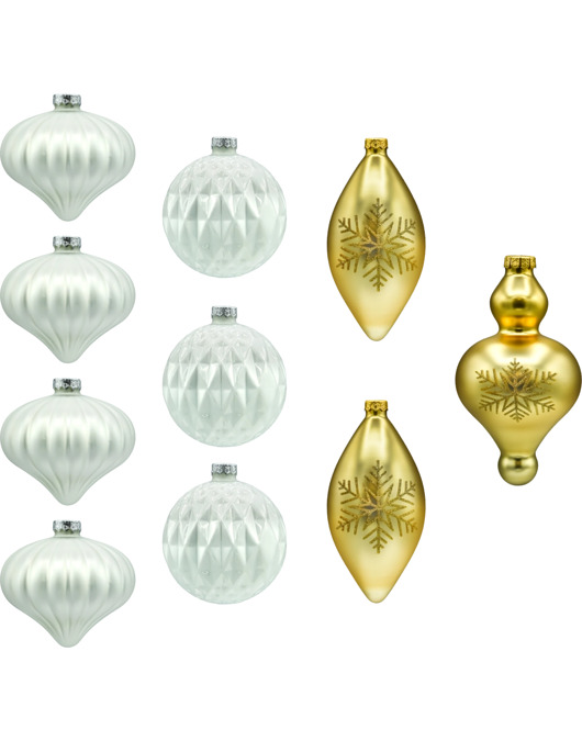 bombki Bombki szklane: zestaw biel i złoto