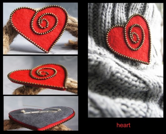 Broszka- red heart  TutuKids