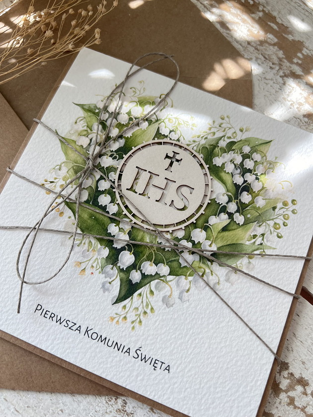 kartki na komunię Kartka na komunię - pamiątka komunii ręcznie robiona