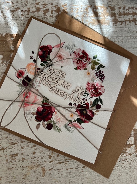 kartki scrapbooking Kartka dla emeryta - życie zaczyna się na emeryturze