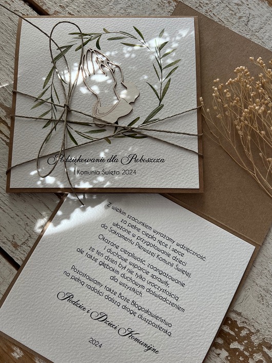 kartki scrapbooking Podziękowanie dla księdza na komunię