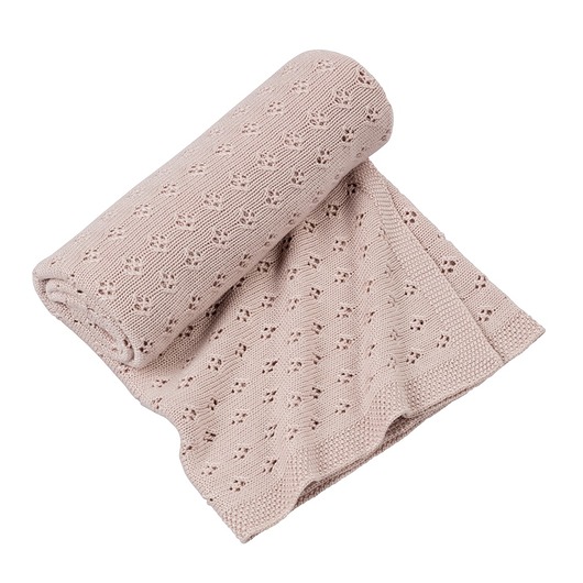 Ażurowy kocyk bambusowy Pudrowy róż Cotton & Sweets