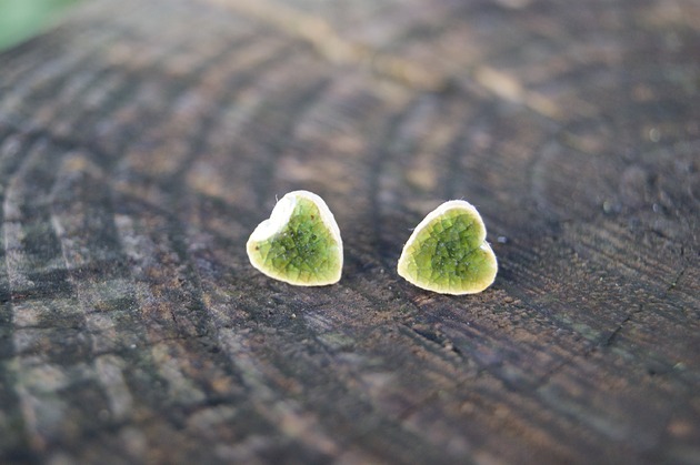 kolczyki ceramiczne Kolczyki ceramiczne serduszka "Zielone serca"