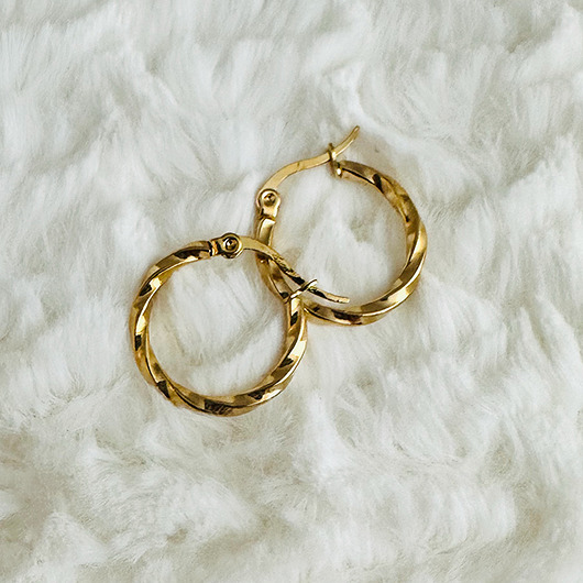 kolczyki pozłacane Złote KOLCZYKI koła,  modne kolczyki stal szlachetna