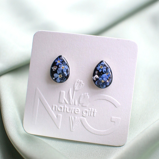 kolczyki z żywicy Kolczyki sztyfty z niezapominajkami