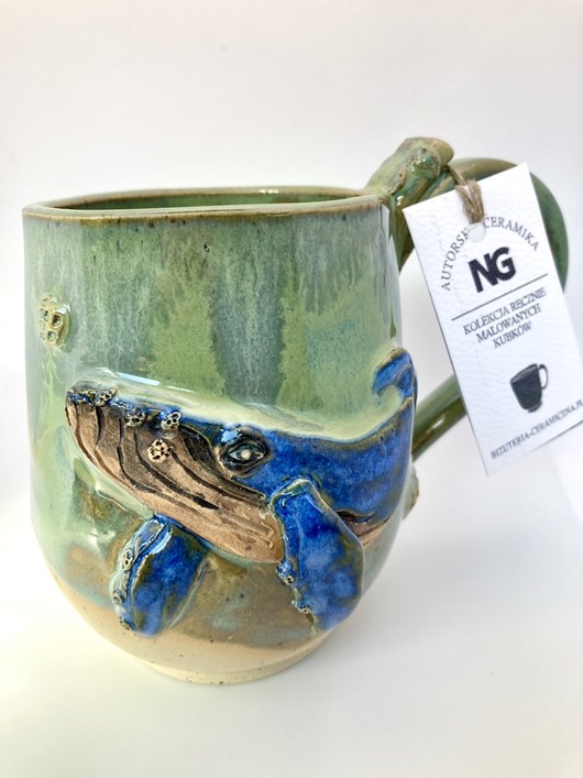 kubki Unikatowy kubek ceramiczny 'Wieloryb II