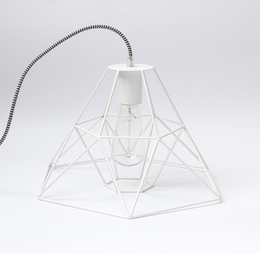 Geometryczna lampa wisząca biała hexal design