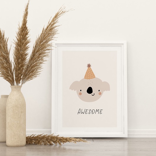 obrazy i plakaty do pokoju dziecięcego Plakat Koala w Czapce P63