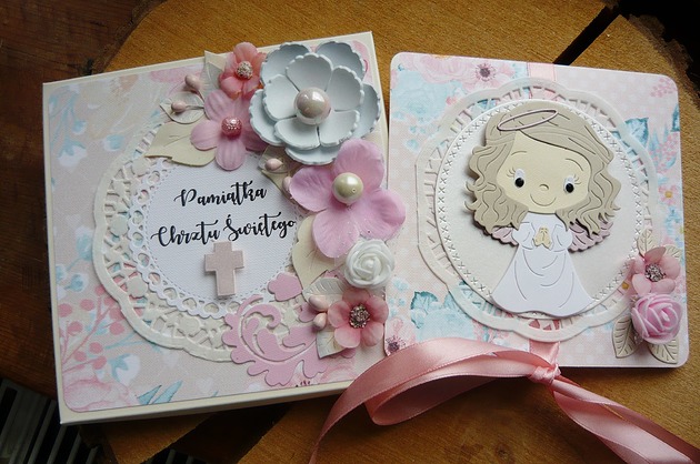 kartki scrapbooking kartka na chrzest z Twoimi życzeniami