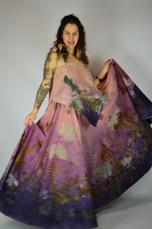 spódnice maxi Barwiona Roślinami Spódnica "Polna Wróżka"