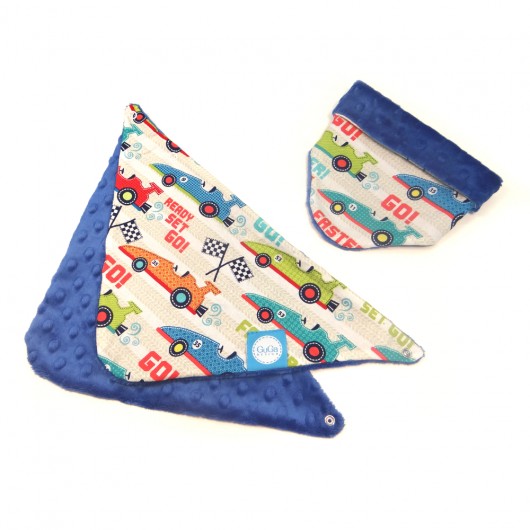  APASZKA DWUSTRONNA z minky SAMOCHODY/GRANAT GuGa DESIGN