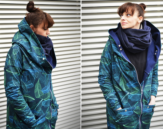 Oversize bluza długa ogromny kaptur  w liście  agagu