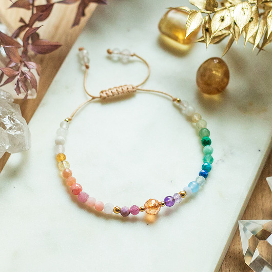 bransoletki na sznurku Bransoletka RADOŚCI Kolorowa z Kamieniami Talizman Amulet Szczęścia