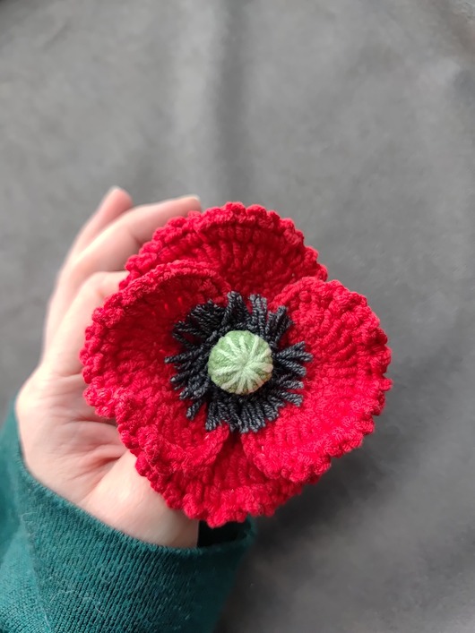 broszki Broszka kwiat Mak ręcznie robiona